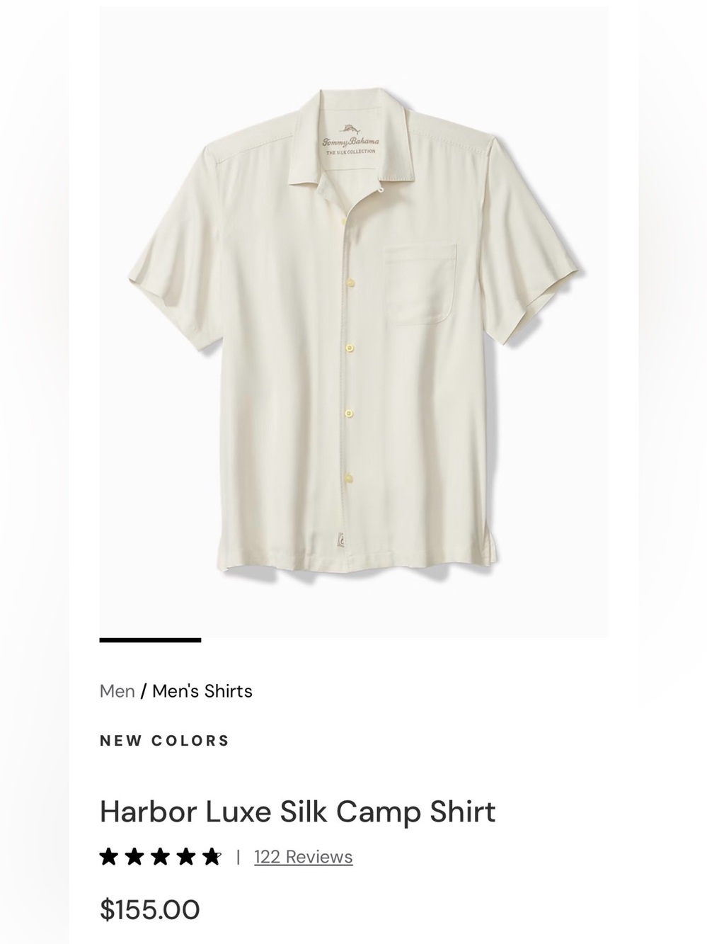 Tommy Bahama Cream Short-Sleeve Silk Camp Shirt
